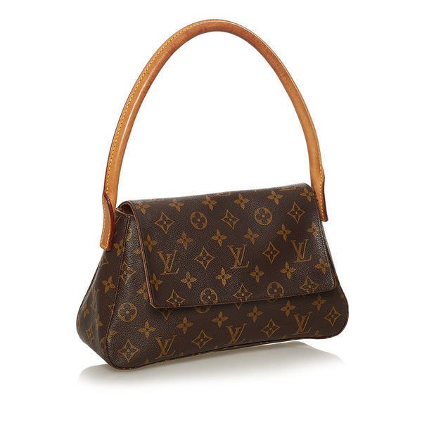 ルイ ヴィトン モノグラム ミニルーピング M51147 ブラウン PVC レザー ショルダーバッグ レディース LOUIS VUITTON 【中古】