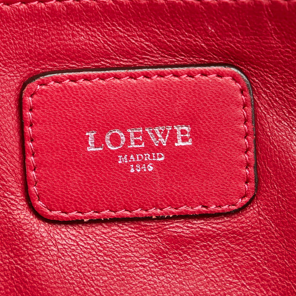 ロエベ アナグラム アマソナ レッド レザー ハンドバッグ レディース LOEWE 【中古】