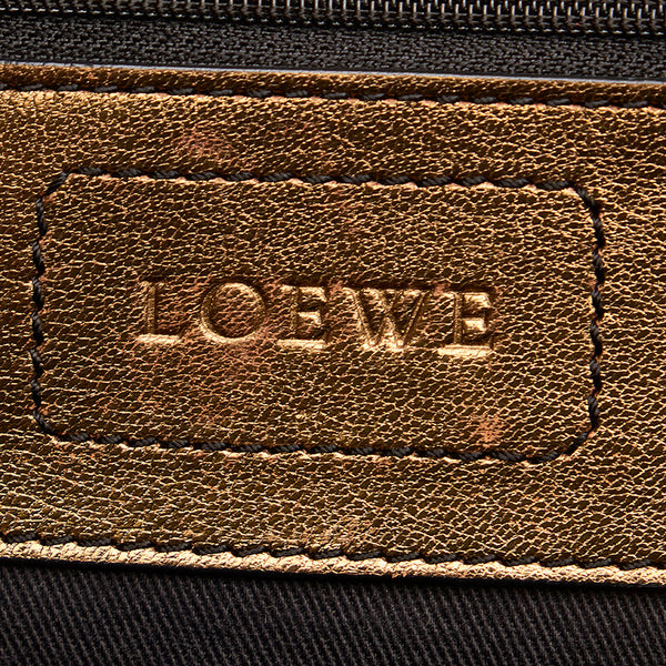 ロエベ ブラウン ブラック ナイロン レザー ハンドバッグ レディース LOEWE 【中古】