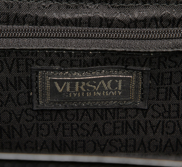 ヴェルサーチェ ブラック レザー ハンドバッグ レディース VERSACE 中古