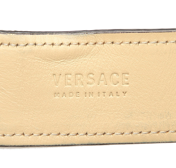 ヴェルサーチェ ブラック エナメル ベルト ユニセックス VERSACE 中古