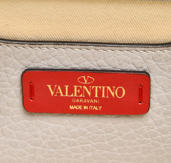 ヴァレンティノ スタッズ グレー レザー チェーン ショルダーバッグ レディース VALENTINO 中古