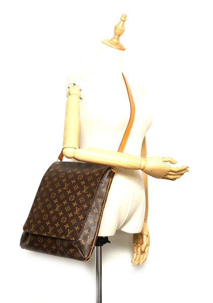 ルイ ヴィトン モノグラム ミュゼットサルサ M51258 ブラウン 茶 PVC レザー ショルダーバッグ ユニセックス LOUIS VUITTON 中古