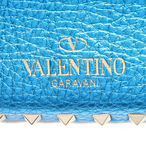 ヴァレンチノ ブルー レザー ハンドバッグ ショルダーバッグ 2WAY レディース Valentino 中古