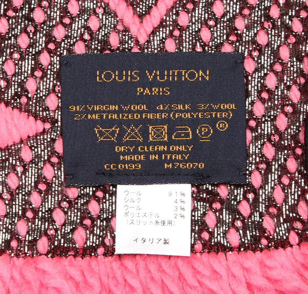 ルイ ヴィトン モノグラム エシャルプ ロゴマニア シャイン M76070 ピンク ウール マフラー レディース LOUIS VUITTON 中古