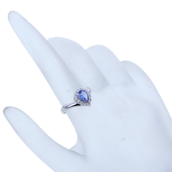 K18WG ホワイトゴールド タンザナイト0.77ct ダイヤ0.27ct リング 指輪 レディース 12号 【中古】