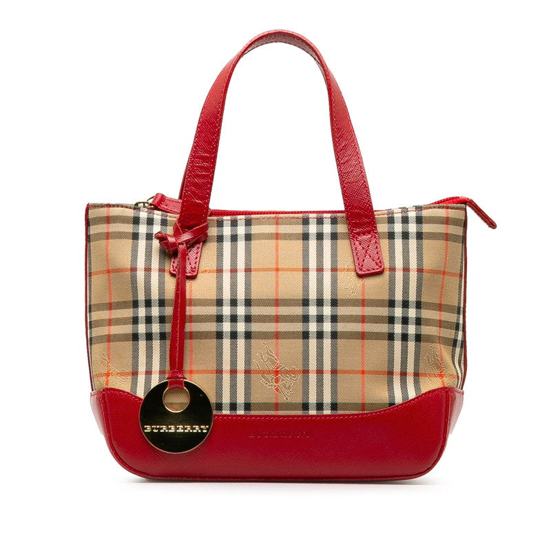 バーバリー ノバチェック シャドーホース ミニハンドバッグ ベージュ マルチカラー キャンバス レザー レディース BURBERRY 【中古】