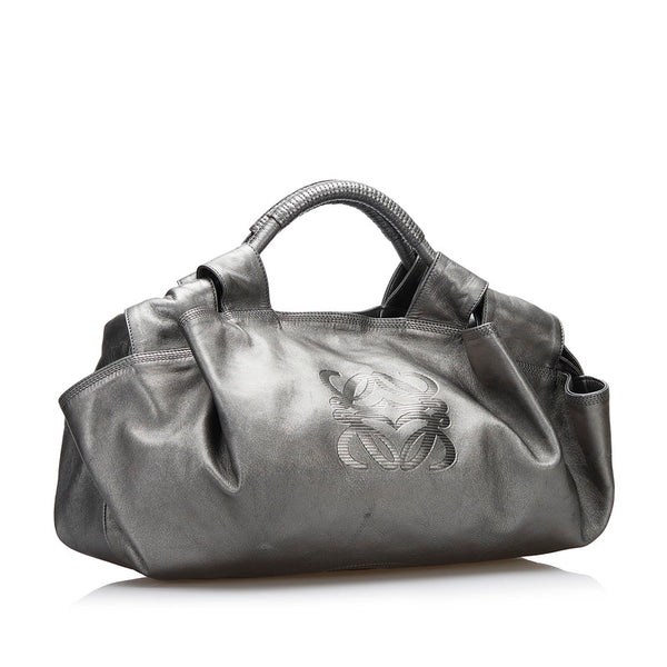 ロエベ アナグラム ナッパアイレ ハンドバッグ グレー レザー レディース LOEWE 【中古】