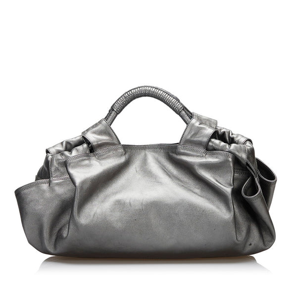 ロエベ アナグラム ナッパアイレ ハンドバッグ グレー レザー レディース LOEWE 【中古】