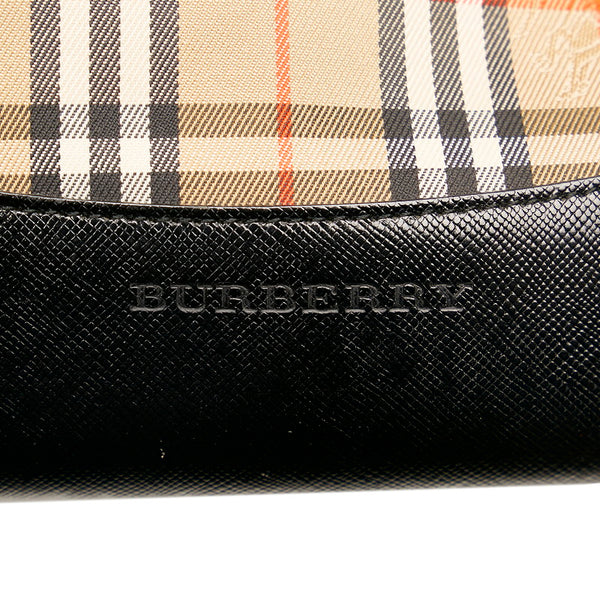 バーバリー ノバチェック ハンドバッグ ベージュ キャンバス レザー レディース BURBERRY 【中古】