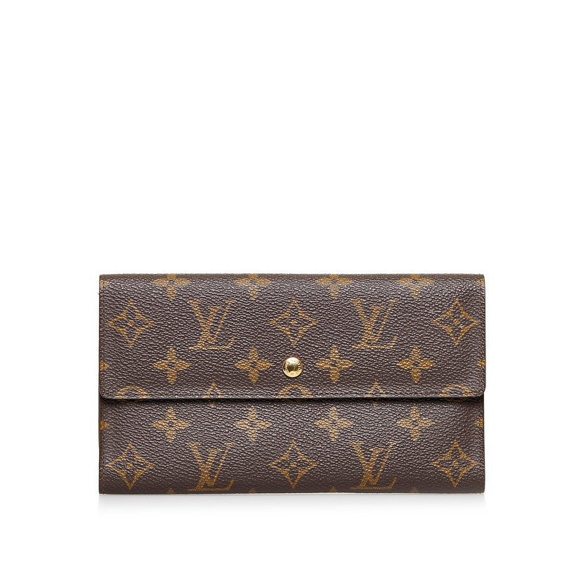 ルイ ヴィトン モノグラム ポルトトレゾール インターナショナル 長財布 M61215  ブラウン PVC レザー レディース LOUIS VUITTON 【中古】