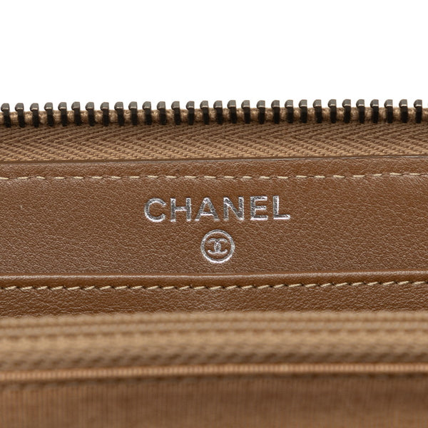 シャネル マトラッセ 2.55 ブロンズ ラウンドファスナー 長財布 ゴールド レザー レディース CHANEL 【中古】