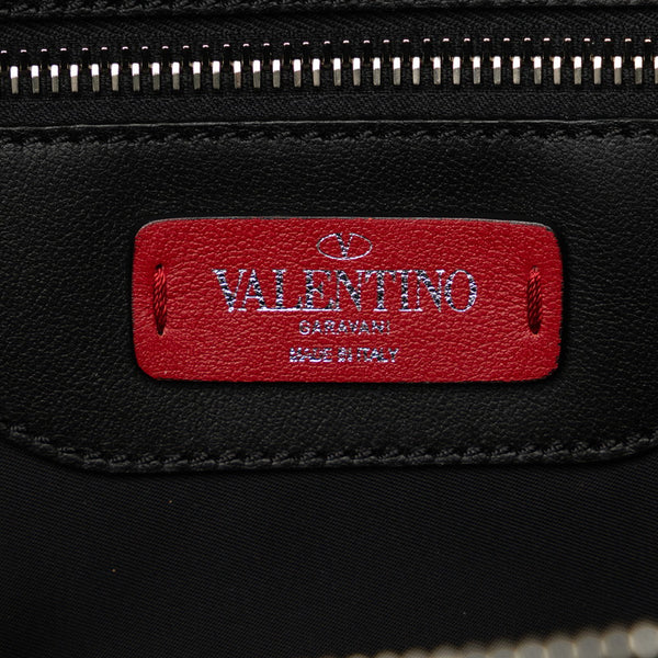 ヴァレンチノ VLTN フロントロゴ ボディバッグ ウエストバッグ ブラック ナイロン レザー レディース Valentino 【中古】