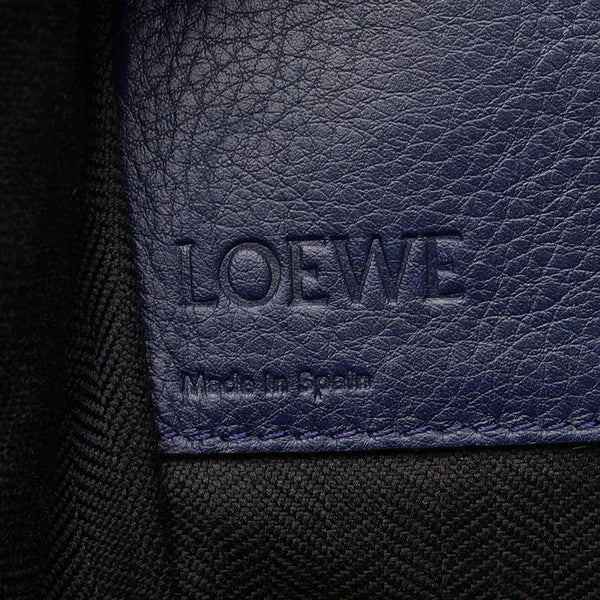 ロエベ アナグラム ハンモック スモール シルバー金具 ハンドバッグ ショルダーバッグ 2WAY ブルー レザー レディース LOEWE 【中古】