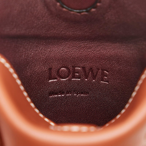 ロエベ ゲートポケット ミニショルダーバッグ 斜め掛け ショルダーバッグ ラスト ブラウン レザー レディース LOEWE 【中古】