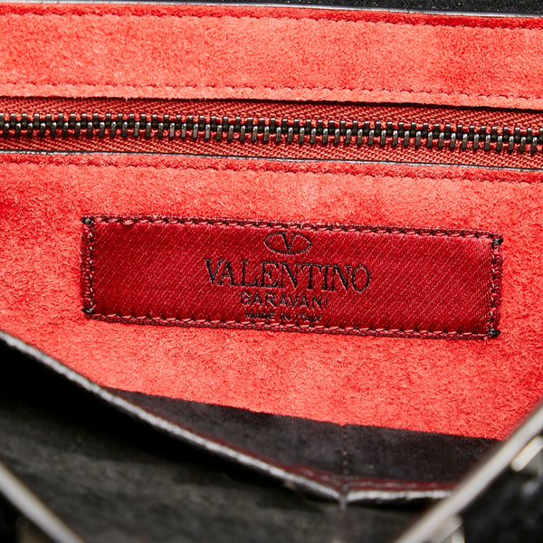 ヴァレンティノ ロックスタッズ スパイク ハンドバッグ ショルダーバッグ 2WAY ブラック レザー レディース VALENTINO 【中古】