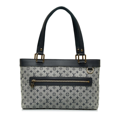 ルイ ヴィトン モノグラム ミニ ルシーユPM トートバッグ M92676 ブルー キャンバス レザー レディース LOUIS VUITTON 【中古】