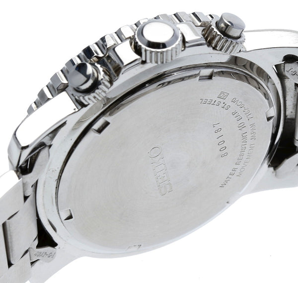 セイコー クロノグラフ DIVER 100M シルバー ステンレススチール 腕時計 メンズ SEIKO クオーツ ブラック文字盤 中古