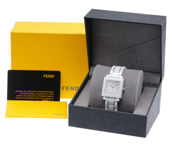 フェンディ クアドロデイド F622140 ホワイト 白 ステンレススチール 腕時計 レディース FENDI クオーツ 中古