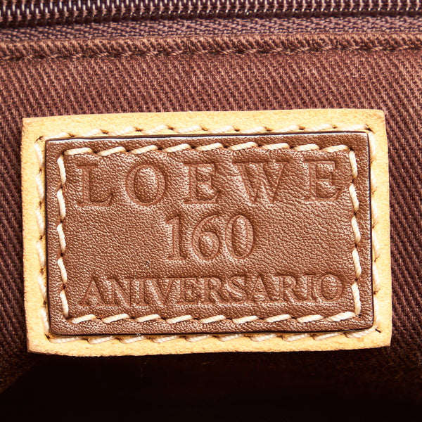 ロエベ アナグラム トートバッグ ベージュ ブラウン キャンバス レザー スウェード レディース LOEWE 【中古】