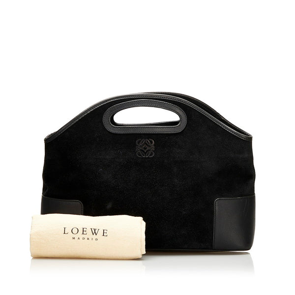 ロエベ アナグラム ハンドバッグ ブラック スウェード レザー レディース LOEWE 【中古】