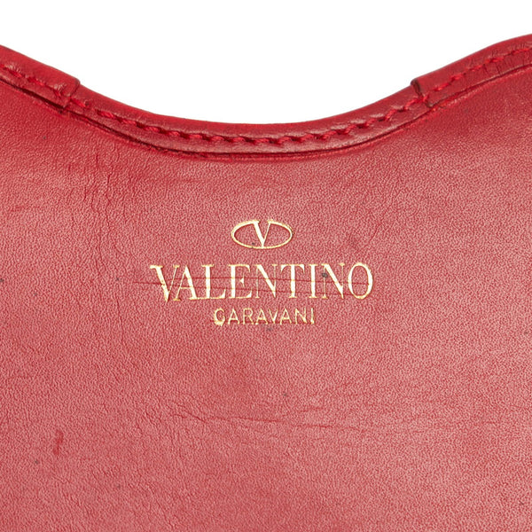 ヴァレンティノ リボン スタッズ 長財布 レッド レザー レディース VALENTINO 【中古】