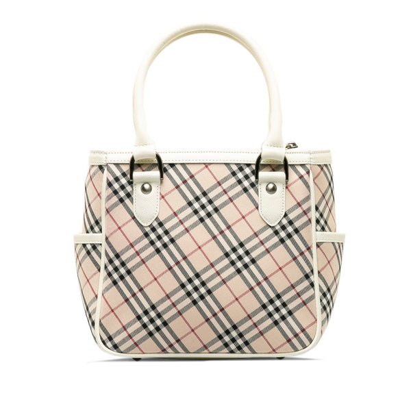 バーバリー ノバチェック ハンドバッグ ベージュ ホワイト キャンバス レザー レディース BURBERRY 【中古】