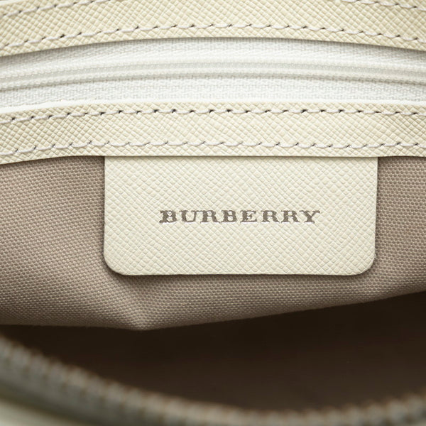 バーバリー ノバチェック ハンドバッグ ベージュ ホワイト キャンバス レザー レディース BURBERRY 【中古】