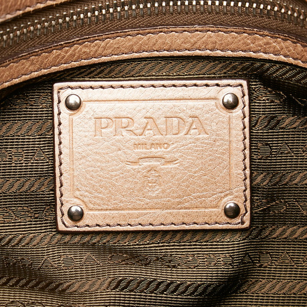 プラダ グラデーション ショルダーバッグ トートバッグ BR4052 ベージュ ブラウン レザー レディース PRADA 【中古】