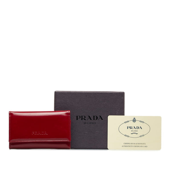 プラダ キーケース M25 レッド パテントレザー レディース PRADA 【中古】