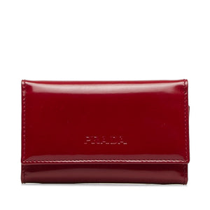 プラダ キーケース M25 レッド パテントレザー レディース PRADA 【中古】