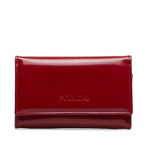 プラダ キーケース M25 レッド パテントレザー レディース PRADA 【中古】