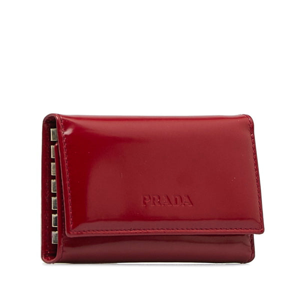 プラダ キーケース M25 レッド パテントレザー レディース PRADA 【中古】