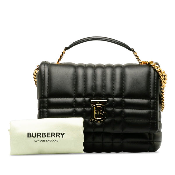 バーバリー ローラ サッチェル チェーン ショルダーバッグ ハンドバッグ 2WAY ブラック ゴールド レザー レディース BURBERRY 【中古】