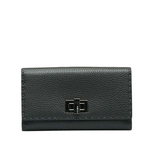 フェンディ ピーカブー セレリア シルバー金具 長財布 グレー レザー レディース FENDI 【中古】