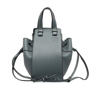 ロエベ ハンモック ドローストリングバッグ ミニ ハンドバッグ グレー レザー レディース LOEWE 【中古】