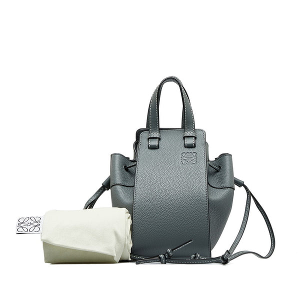 ロエベ ハンモック ドローストリングバッグ ミニ ハンドバッグ グレー レザー レディース LOEWE 【中古】