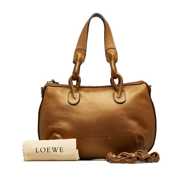 ロエベ フィエスタ ロゴ型押し ハンドバッグ ショルダーバッグ 2WAY ブロンズ レザー レディース LOEWE 【中古】