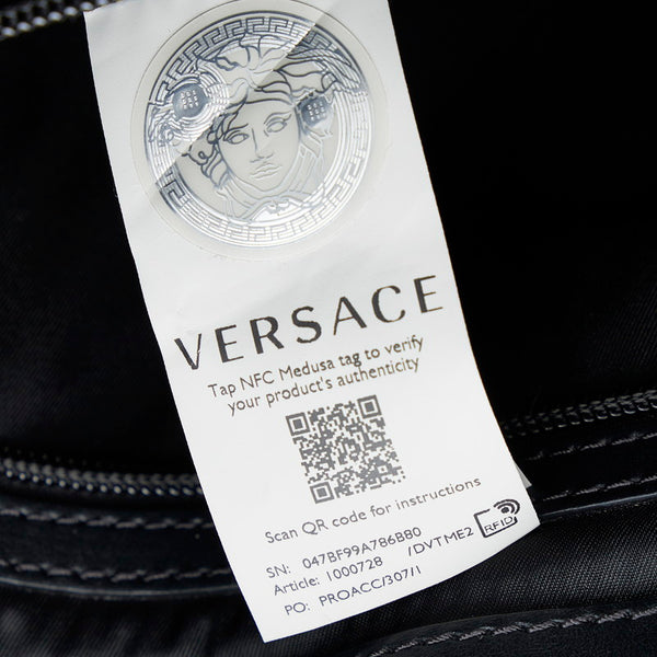 ヴェルサーチェ メデューサ スタッズ ハンドバッグ トートバッグ ブラック ゴールド レザー レディース VERSACE 【中古】