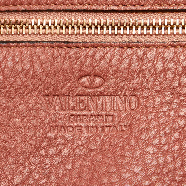 ヴァレンティノ ロックスタッズ  トートバッグ ピンクブラウン レザー レディース VALENTINO 【中古】