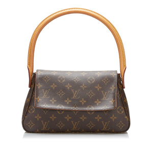 ルイ ヴィトン モノグラム ミニルーピング ショルダーバッグ M51147 ブラウン PVC レザー レディース LOUIS VUITTON 【中古】