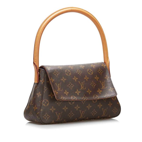 ルイ ヴィトン モノグラム ミニルーピング ショルダーバッグ M51147 ブラウン PVC レザー レディース LOUIS VUITTON 【中古】