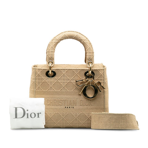 ディオール レディ ディーライト ハンドバッグ ショルダーバッグ 2WAY ベージュ キャンバス レディース Dior 【中古】