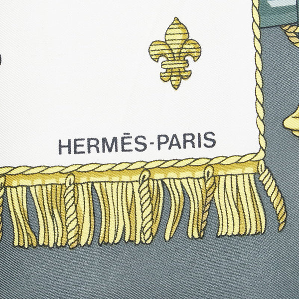 エルメス カレ90 VUE DU CAROSSE DE LA GALERE LA REALE クイーンの戴冠式 スカーフ グレー マルチカラー シルク レディース HERMES 【中古】