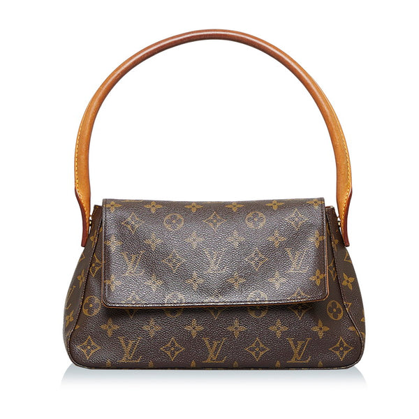 ルイ ヴィトン モノグラム ミニ ルーピング ショルダーバッグ M51147 ブラウン PVC レザー レディース LOUIS VUITTON 【中古】