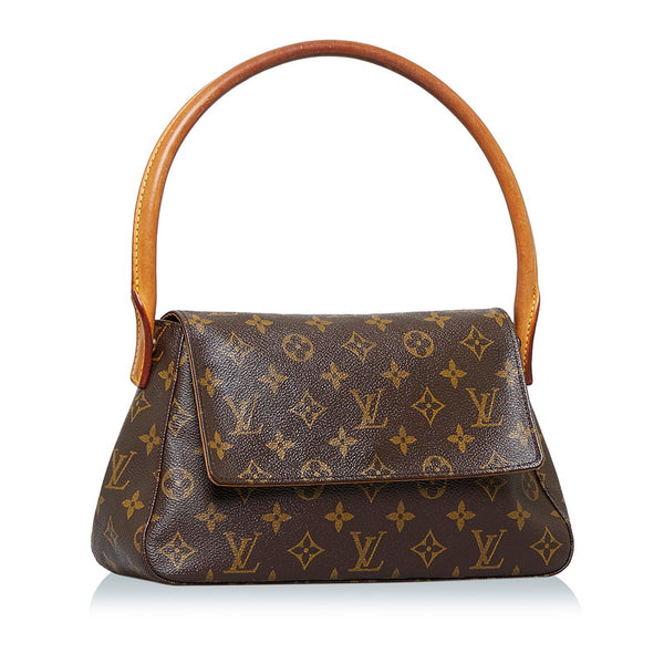 ルイ ヴィトン モノグラム ミニ ルーピング ショルダーバッグ M51147 ブラウン PVC レザー レディース LOUIS VUITTON 【中古】