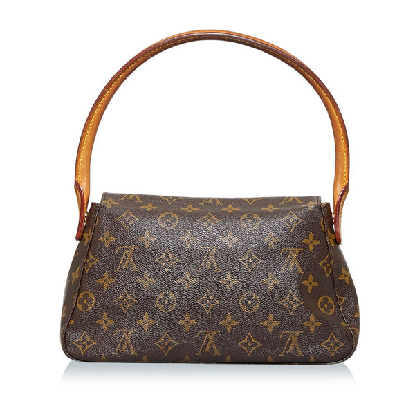 ルイ ヴィトン モノグラム ミニ ルーピング ショルダーバッグ M51147 ブラウン PVC レザー レディース LOUIS VUITTON 【中古】