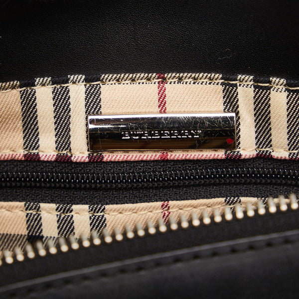 バーバリー ノバチェック ハンドバッグ ブラック レザー レディース BURBERRY 【中古】