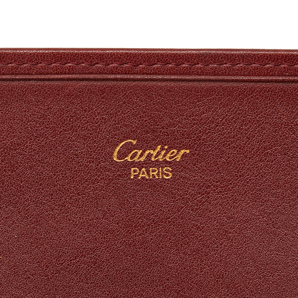 カルティエ マストライン 長財布 ワインレッド レザー レディース CARTIER 【中古】