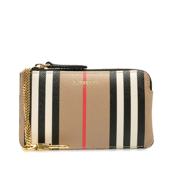 バーバリー チェック コインケース ベージュ マルチカラー PVC レザー レディース BURBERRY 【中古】